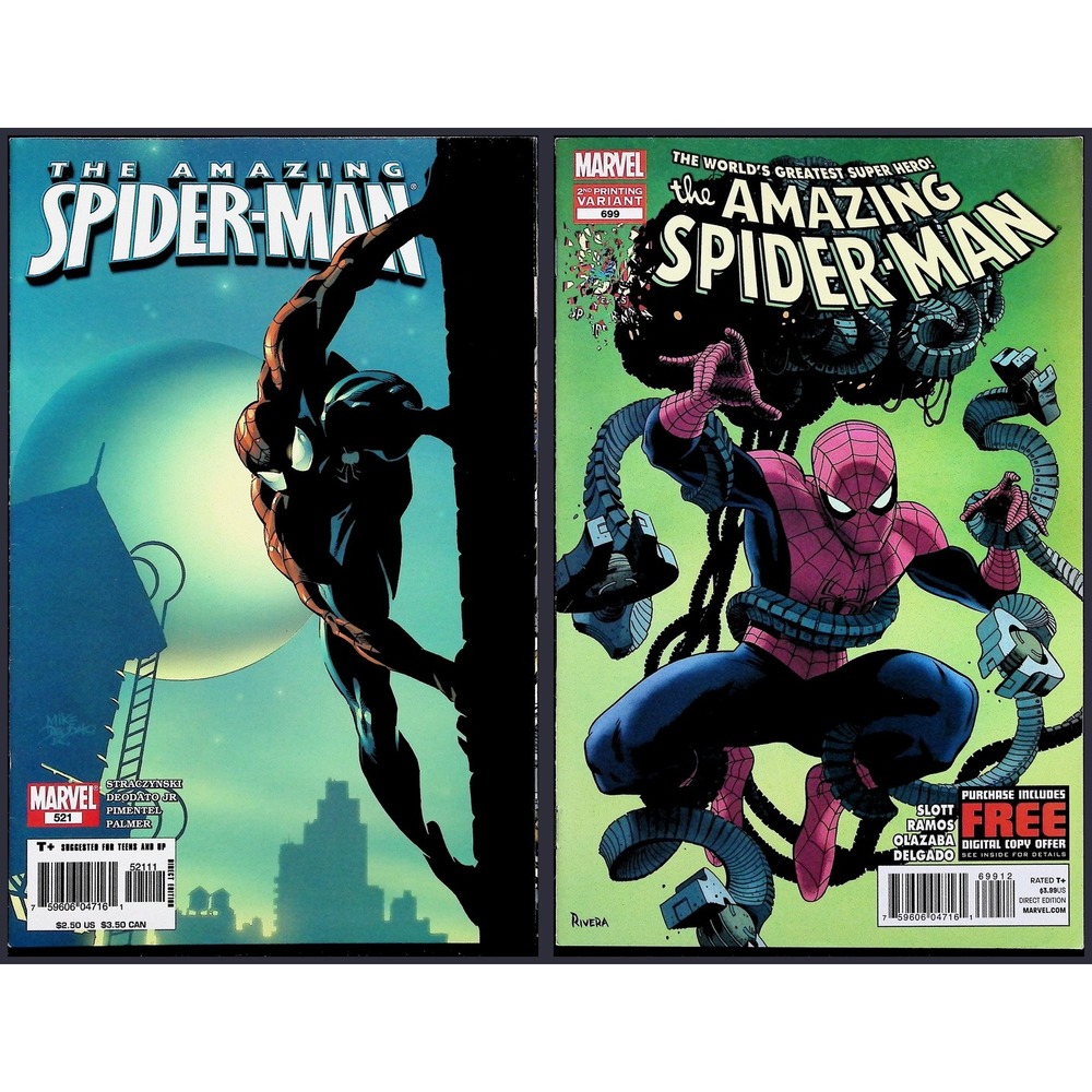 Amazing Spider-Man 2X Comic Lot #521 699 Black Suit 2nd Print Variant Marvel